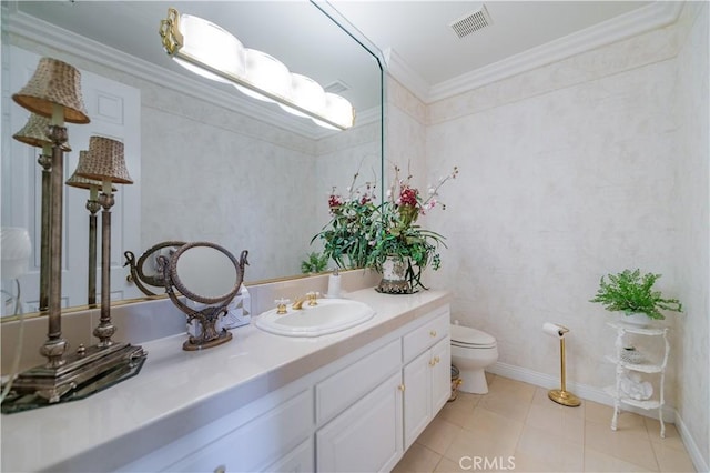 2809 Oak Knoll Dr, Diamond Bar, CA 91765 - bathroom with vanity, ornamental molding, and tile patterned floors