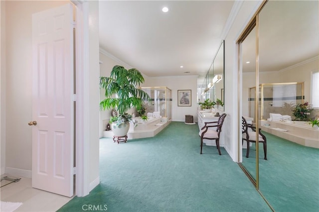 2809 Oak Knoll Dr, Diamond Bar, CA 91765 - sitting room with carpet, crown molding, and recessed lighting
