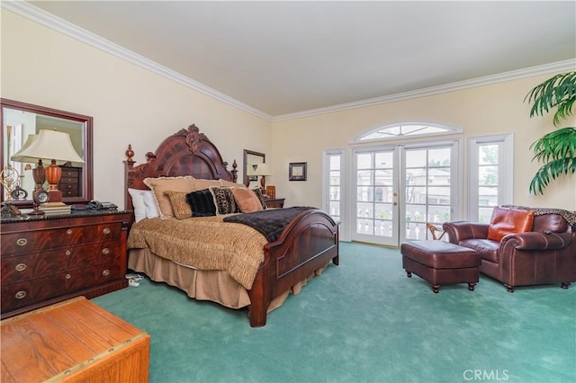 2809 Oak Knoll Dr, Diamond Bar, CA 91765 - carpeted bedroom with ornamental molding and access to exterior