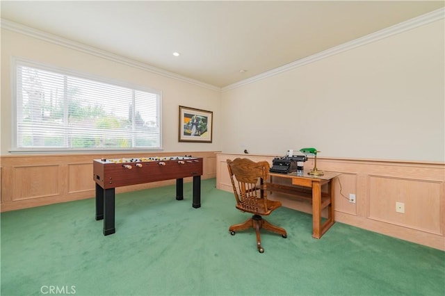 2809 Oak Knoll Dr, Diamond Bar, CA 91765 - office space with carpet floors, crown molding, and wainscoting