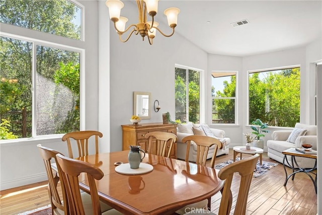 12703 Paso Verde Ct, Atascadero, CA 93422 - dining room with plenty of natural light, light wood-type flooring, and a chandelier