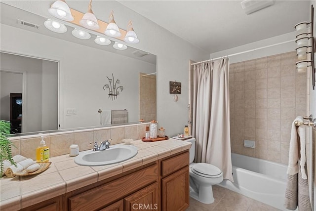 12703 Paso Verde Ct, Atascadero, CA 93422 - bathroom featuring vanity, shower / bath combination with curtain, and tile patterned flooring