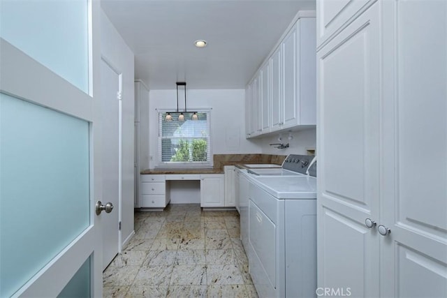 4161 Dixie Canyon Ave, Sherman Oaks, CA 91423 - washroom featuring cabinet space, washer and dryer, and recessed lighting