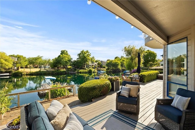 5 Catalina Point Rd, Chico, CA 95928 - wooden deck featuring a water view and an outdoor hangout area