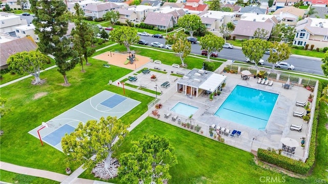 54 Kazan St Unit 27, Irvine, CA 92604 - aerial perspective of suburban area with a pool area