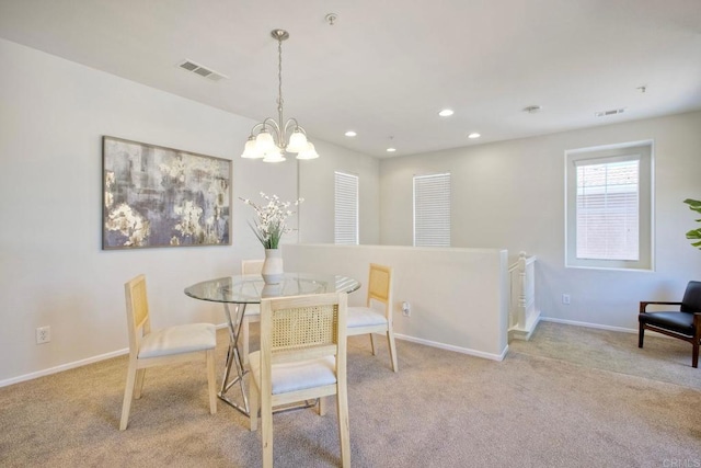 33657 Emerson Way Unit C, Temecula, CA 92592 - carpeted dining space featuring a chandelier and recessed lighting