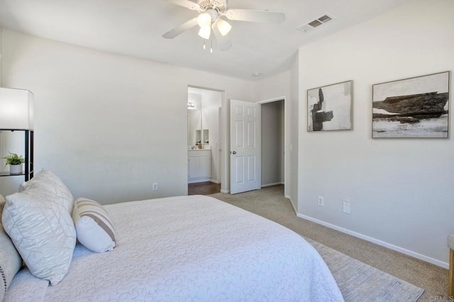 33657 Emerson Way Unit C, Temecula, CA 92592 - carpeted bedroom with ensuite bathroom and ceiling fan