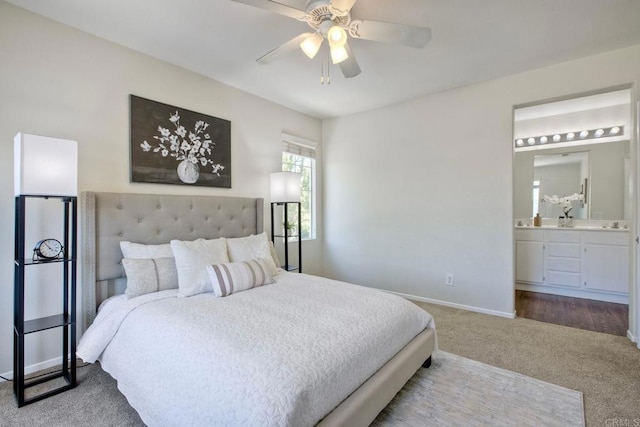 33657 Emerson Way Unit C, Temecula, CA 92592 - carpeted bedroom featuring ensuite bathroom and a ceiling fan