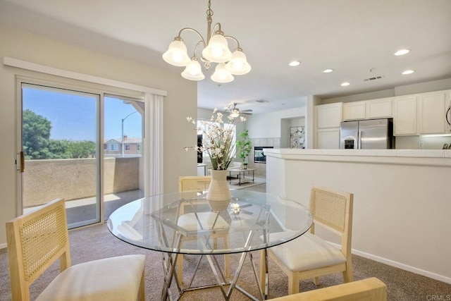 33657 Emerson Way Unit C, Temecula, CA 92592 - dining room featuring recessed lighting, light colored carpet, and a chandelier