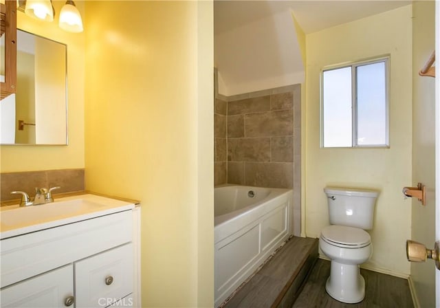 46404 Kings Canyon Rd, Lancaster, CA 93536 - full bath featuring vanity, wood finished floors, and bathing tub / shower combination
