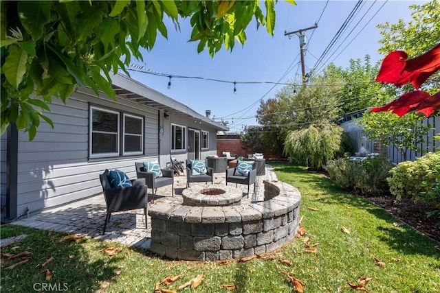 2054 Pattiz Ave, Long Beach, CA 90815 - view of yard featuring an outdoor living space with a fire pit and a patio area