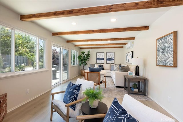 2054 Pattiz Ave, Long Beach, CA 90815 - living area with recessed lighting, light wood-type flooring, and beamed ceiling