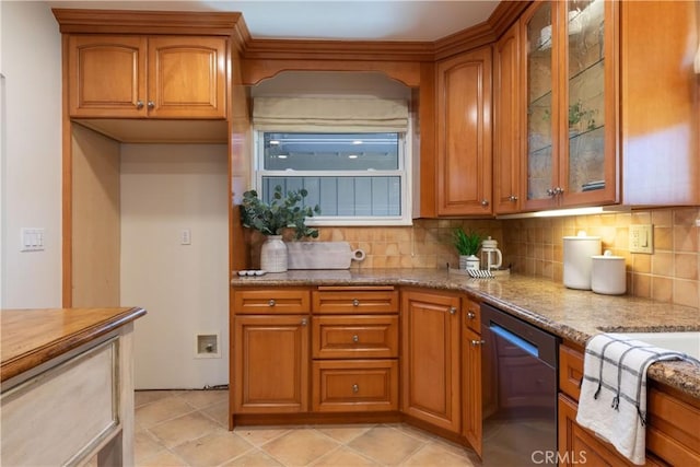 2054 Pattiz Ave, Long Beach, CA 90815 - kitchen with dishwasher, backsplash, and brown cabinets