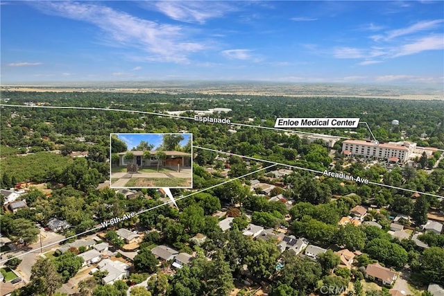 401 W 6th Ave, Chico, CA 95926 - aerial view of property's location featuring property boundaries highlighted and a forest