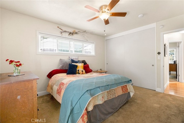 401 W 6th Ave, Chico, CA 95926 - bedroom featuring carpet, a closet, and a ceiling fan