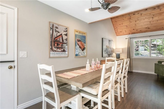 248 Hemlock Dr, Lake Arrowhead, CA 92352 - dining space with dark wood finished floors, vaulted ceiling, and a ceiling fan