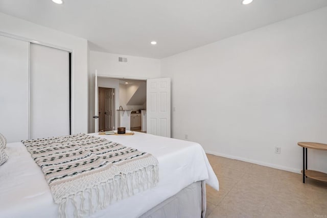 4926 Colusa Dr, Oceanside, CA 92056 - bedroom with recessed lighting, a closet, and light tile patterned floors