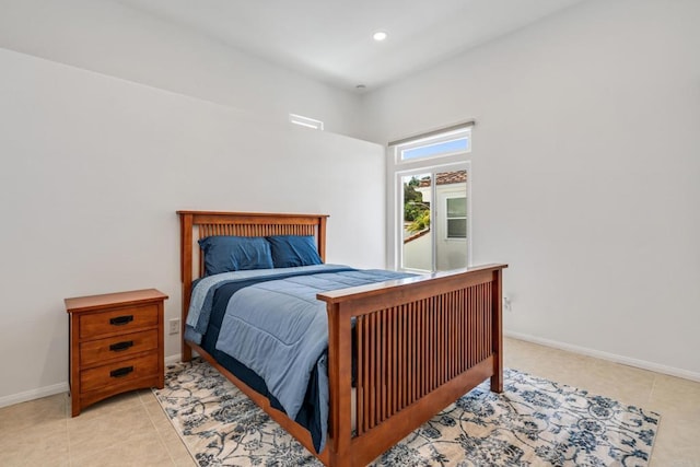 4926 Colusa Dr, Oceanside, CA 92056 - bedroom featuring light tile patterned floors, recessed lighting, and a high ceiling