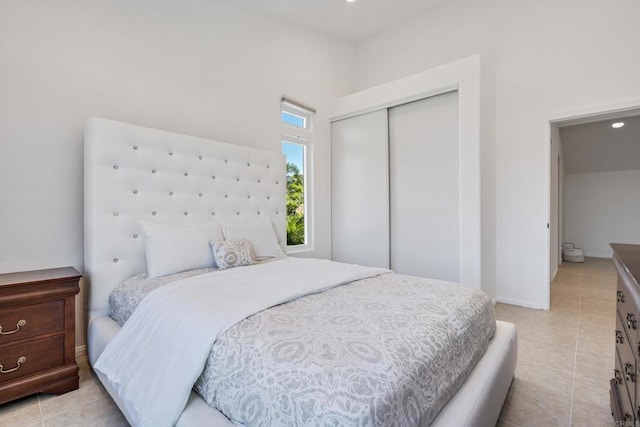4926 Colusa Dr, Oceanside, CA 92056 - bedroom with a closet, light tile patterned floors, and recessed lighting