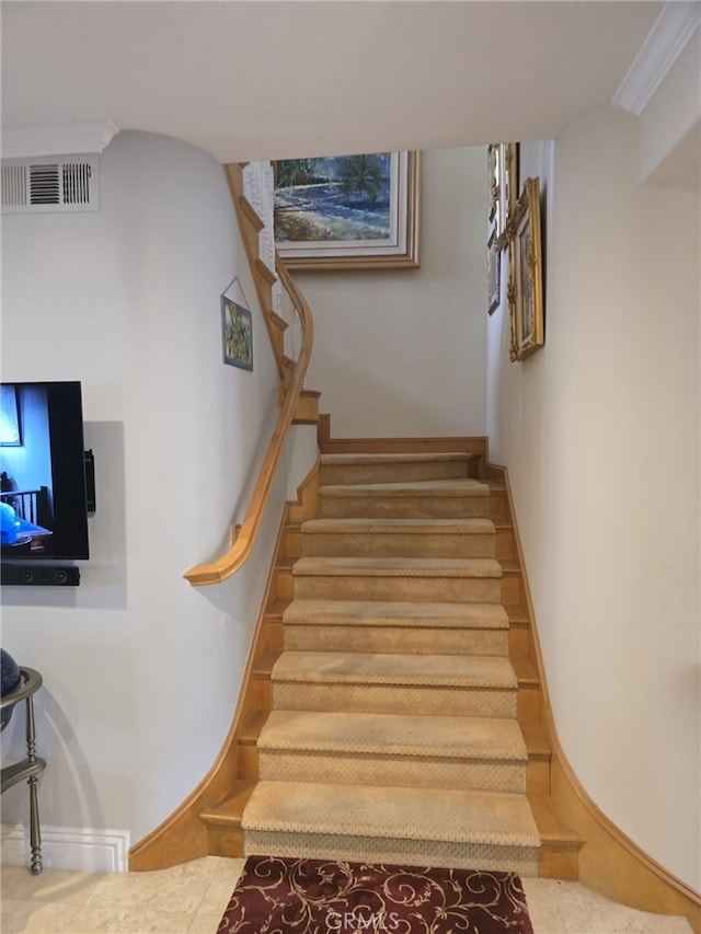 11 Chandon, Newport Coast, CA 92657 - stairway featuring crown molding