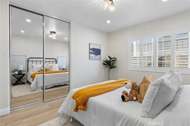 16186 Mount Gist Cir, Fountain Valley, CA 92708 - bedroom with wood finished floors, a closet, and recessed lighting