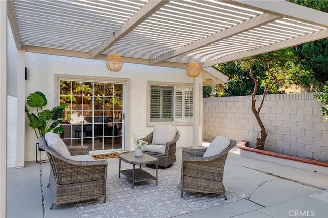 16186 Mount Gist Cir, Fountain Valley, CA 92708 - view of patio with a pergola and outdoor lounge area