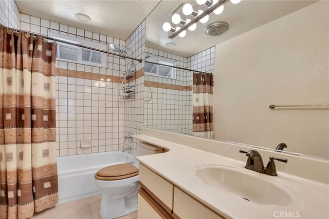 31121 Avenida Ximino, Cathedral City, CA 92234 - full bath featuring tile patterned floors, vanity, and shower / tub combo with curtain