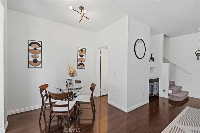 125 Draft Way, Placentia, CA 92870 - dining space featuring stairway, wood finished floors, and a chandelier