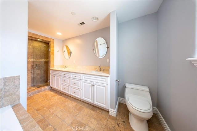 11253 Peach Grove St Unit 106, North Hollywood, CA 91601 - bathroom with double vanity, a stall shower, and recessed lighting