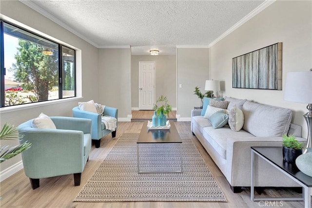 11969 Pinon Ave, Hesperia, CA 92345 - living area featuring healthy amount of natural light, light wood-style flooring, a textured ceiling, and ornamental molding