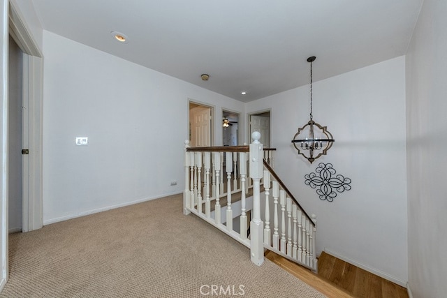 5035 Via Donaldo, Yorba Linda, CA 92886 - corridor with an upstairs landing and a chandelier