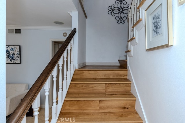 5035 Via Donaldo, Yorba Linda, CA 92886 - staircase with wood finished floors and ornamental molding