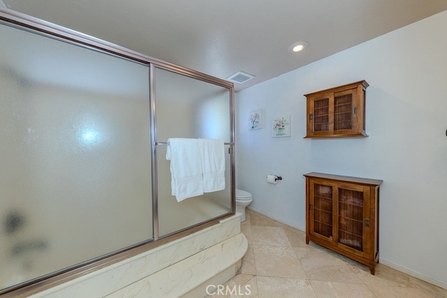 5035 Via Donaldo, Yorba Linda, CA 92886 - bathroom featuring a shower with door, recessed lighting, tile patterned flooring, and a bath