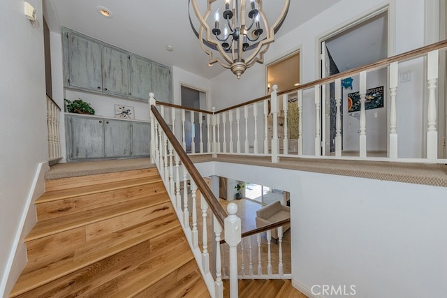 5035 Via Donaldo, Yorba Linda, CA 92886 - stairs with wood finished floors and a chandelier