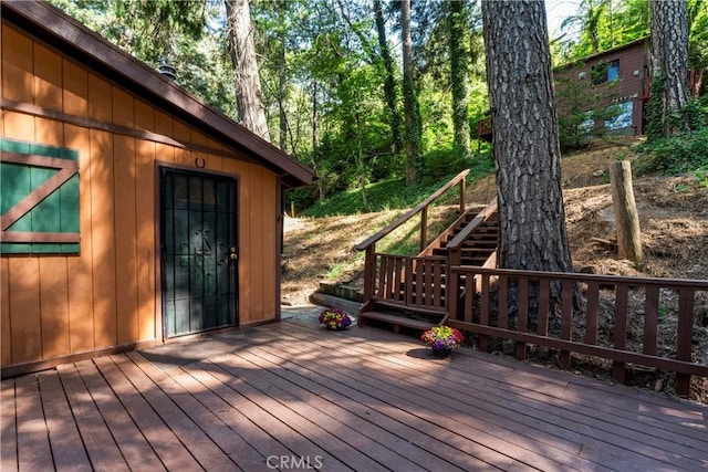 22490 Rockwell Rd, Cedarpines Park, CA 92322 - wooden deck with stairway