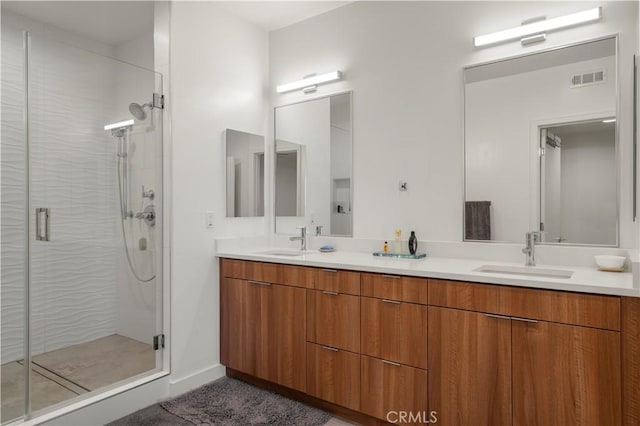 1029 White Knoll Dr, Los Angeles, CA 90012 - bathroom featuring a stall shower and double vanity