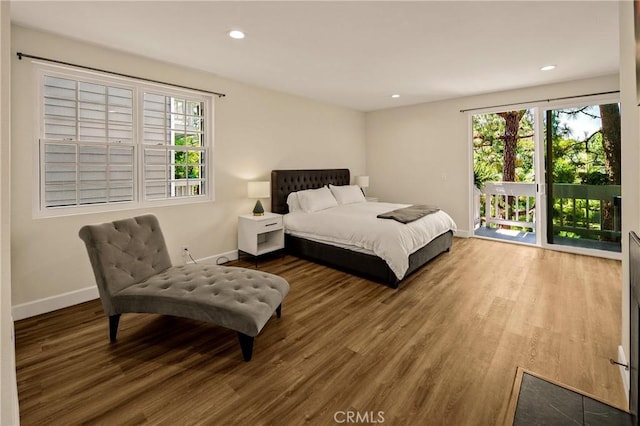 13078 Mindanao Way Unit 211, Marina Del Rey, CA 90292 - bedroom with access to exterior, wood finished floors, and recessed lighting