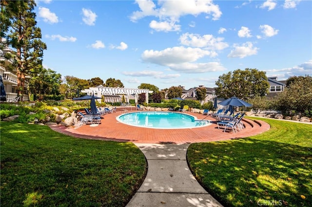 13078 Mindanao Way Unit 211, Marina Del Rey, CA 90292 - community pool with a pergola, a yard, and a patio