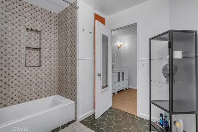 8939 Gallatin Rd Unit 116, Pico Rivera, CA 90660 - bathroom with tile patterned flooring, shower / bathtub combination, and vanity
