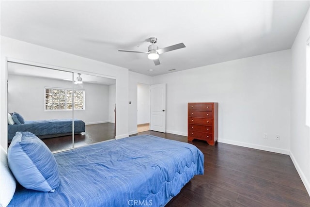 918 Reposado Dr, La Habra Heights, CA 90631 - bedroom featuring wood finished floors, a ceiling fan, and a closet