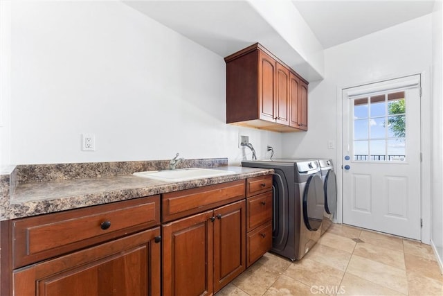 918 Reposado Dr, La Habra Heights, CA 90631 - washroom with cabinet space, separate washer and dryer, and light tile patterned floors