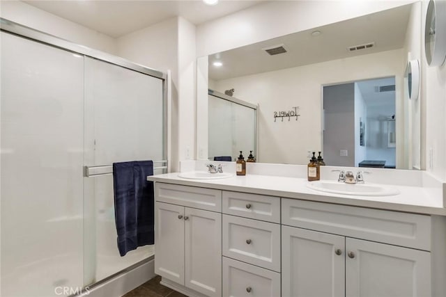 4989 River Ash Way, Fontana, CA 92336 - full bath with double vanity, a stall shower, and recessed lighting