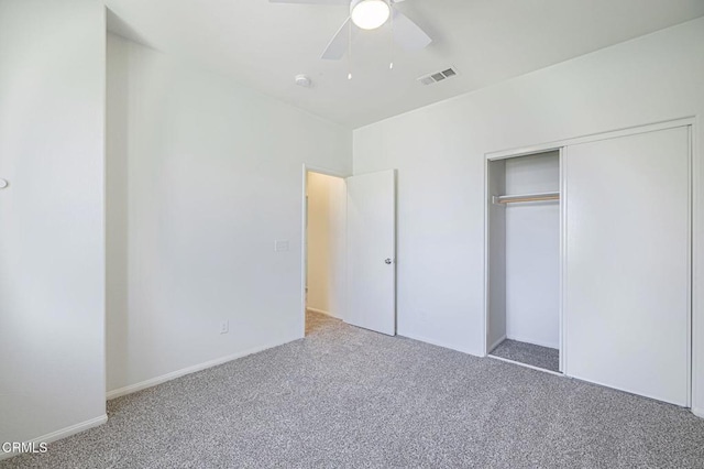 3016 Via Bella Rosa Ave, Rosamond, CA 93560 - unfurnished bedroom with carpet flooring, a closet, and ceiling fan