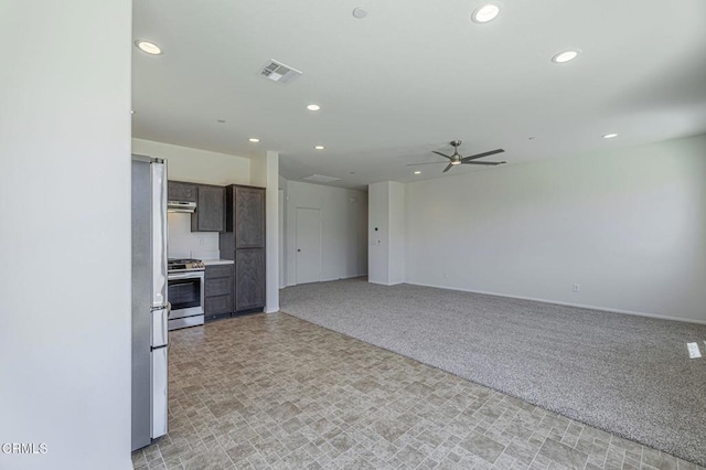 3016 Via Bella Rosa Ave, Rosamond, CA 93560 - unfurnished living room with recessed lighting, a ceiling fan, and light carpet