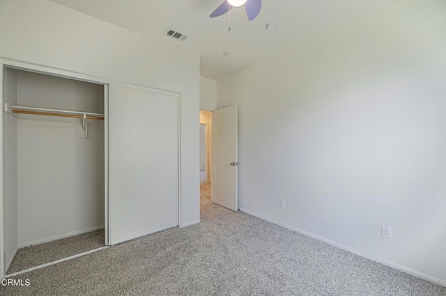 3016 Via Bella Rosa Ave, Rosamond, CA 93560 - unfurnished bedroom with carpet, a closet, and a ceiling fan