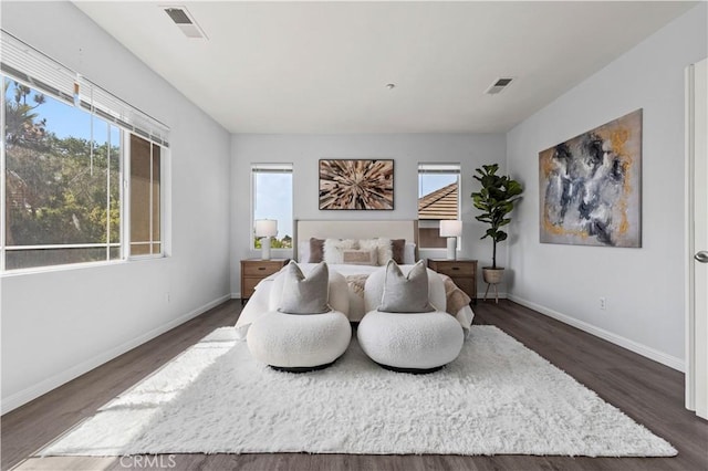 6219 S Kingsmill Ct, Fontana, CA 92336 - bedroom featuring multiple windows and dark wood-style floors