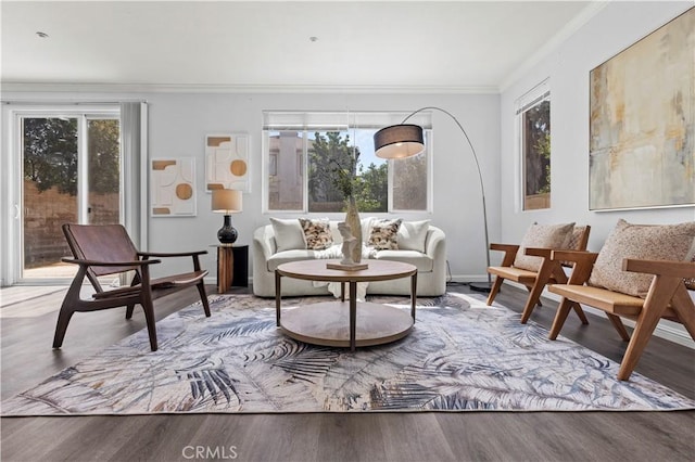 6219 S Kingsmill Ct, Fontana, CA 92336 - living area featuring ornamental molding and wood finished floors