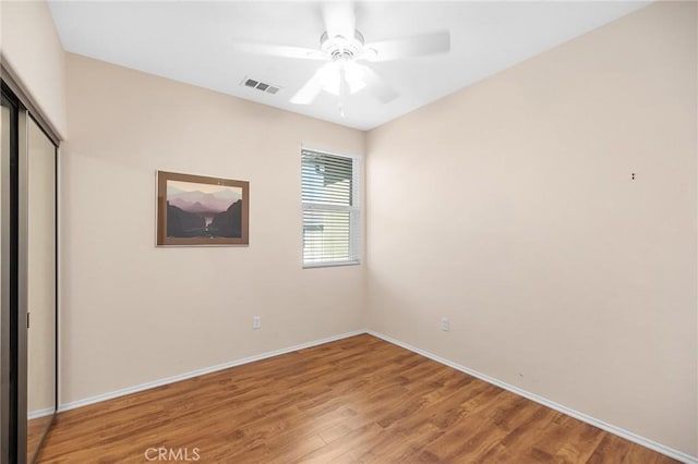 35842 Ellison Ln Unit 2, Murrieta, CA 92562 - unfurnished bedroom featuring light wood finished floors, a closet, and a ceiling fan