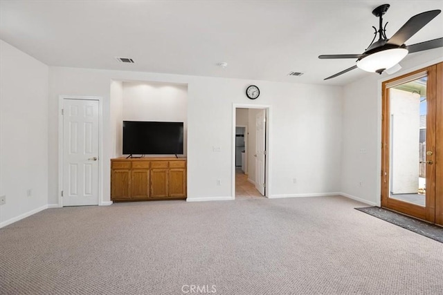 215 S Mason St, Arroyo Grande, CA 93420 - unfurnished living room with light carpet and a ceiling fan
