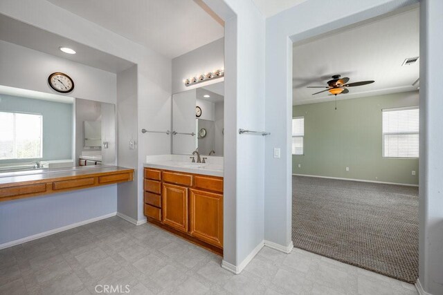 30118 Galbreth Ct, Castaic, CA 91384 - bathroom with vanity, a ceiling fan, and tile patterned floors
